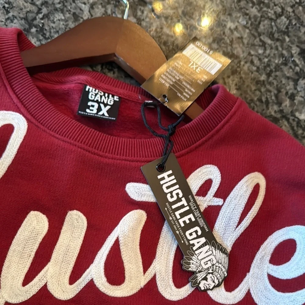 Hustle Gang Life red crew neck Sweatshirt NWT 3XL